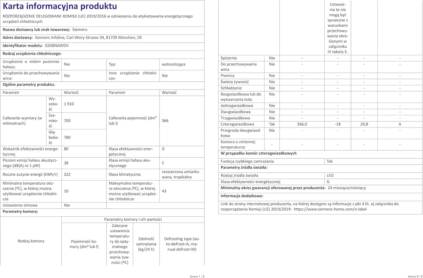 Siemens GS54NAWCV iQ500 Gefrierschrank, 176 x 70 cm, 327 L, noFrost nie wieder abtauen, bigBox Platz für großes Gefriergut, varioZone flexible Glas-und Schubladen, Weiß