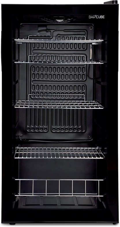 °CUBES Getränkekühlschrank 90L mit Glastür & 4 variablen Ablagen | Kompakter Flaschenkühlschrank, perfekt für zu Hause, Büro, Partys & Gastro | Stilvoller Kühlschrank mit Glastür, schwarz