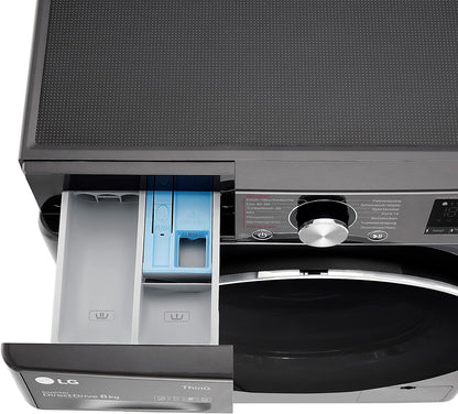 LG F4WV7080, Klasse A, Frontlader-Waschmaschine 8 kg, 1400 U/Min, AI Direct Drive, Wi-Fi, Tiefenreinigung mit Dampf, Groe Kapazitt, TRIPLE A, Auentür aus Sicherheitsglas, 62 x 60 x 85 cm  Wei