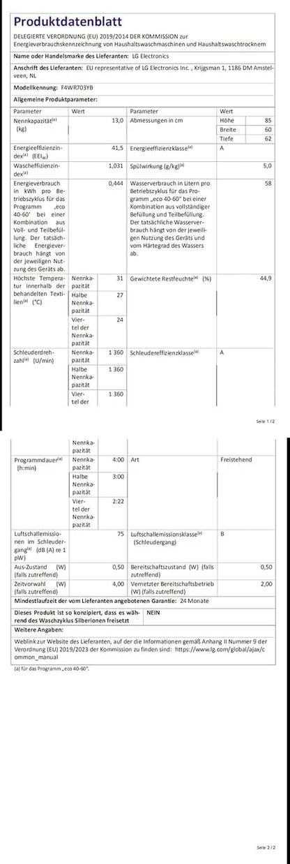 LG F4WV7080, Klasse A, Frontlader-Waschmaschine 8 kg, 1400 U/Min, AI Direct Drive, Wi-Fi, Tiefenreinigung mit Dampf, Groe Kapazitt, TRIPLE A, Auentür aus Sicherheitsglas, 62 x 60 x 85 cm  Wei