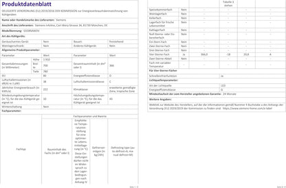 Siemens GS54NAWCV iQ500 Gefrierschrank, 176 x 70 cm, 327 L, noFrost nie wieder abtauen, bigBox Platz für großes Gefriergut, varioZone flexible Glas-und Schubladen, Weiß