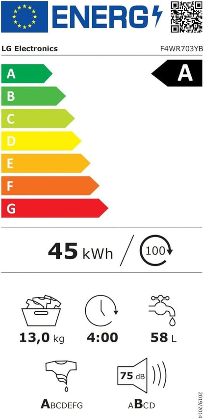 LG F4WV7080, Klasse A, Frontlader-Waschmaschine 8 kg, 1400 U/Min, AI Direct Drive, Wi-Fi, Tiefenreinigung mit Dampf, Groe Kapazitt, TRIPLE A, Auentür aus Sicherheitsglas, 62 x 60 x 85 cm  Wei