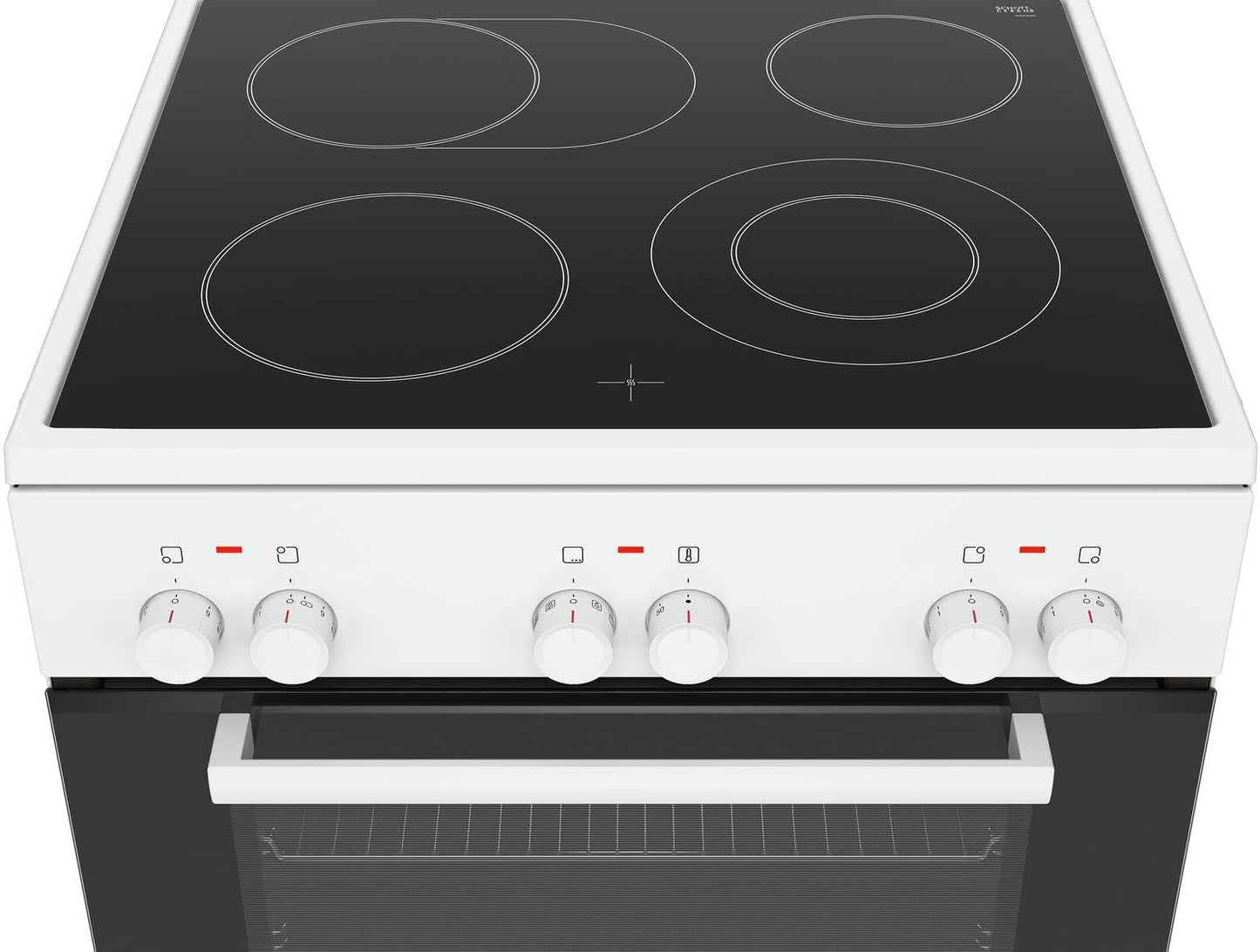 Bosch HKR39C250 Serie 4 Elektro-Standherd, 60 cm breit, EcoClean Direct Reinigungshilfe, 3D Heißluft Backen auf 3 Ebenen, LED-Display-Steuerung, erweiterbare Kochzone für großes Kochgeschirr