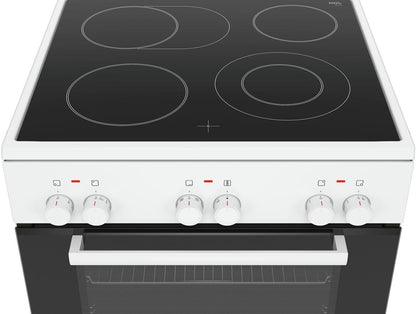Bosch HKR39C250 Serie 4 Elektro-Standherd, 60 cm breit, EcoClean Direct Reinigungshilfe, 3D Heißluft Backen auf 3 Ebenen, LED-Display-Steuerung, erweiterbare Kochzone für großes Kochgeschirr