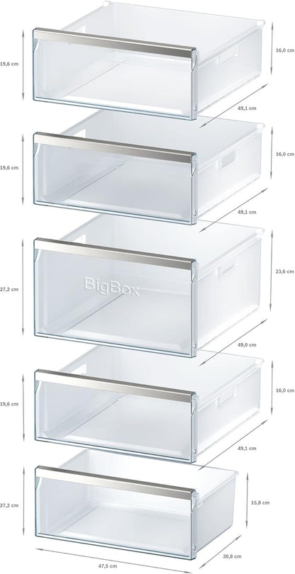 Siemens GS54NAWCV iQ500 Gefrierschrank, 176 x 70 cm, 327 L, noFrost nie wieder abtauen, bigBox Platz für großes Gefriergut, varioZone flexible Glas-und Schubladen, Weiß